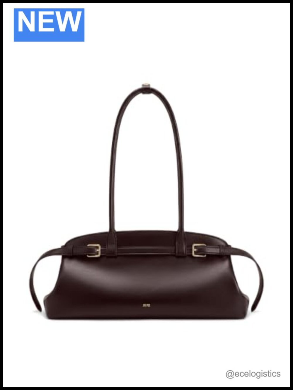 Vegan Leather Baguette Shoulder Bag East-West Top Handle Purse